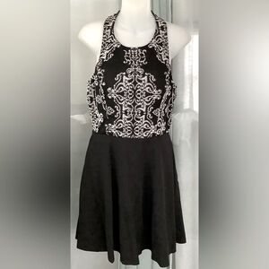 Speechless Black White Glitter Strappy Back Sleeveless Dress